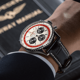 Buy Shop Breitling Navitimer B01 Chronograph 43 Boeing 747 White Dial Black Leather Strap Watch for Men - AB01383B1G1P1 USA Online
