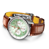 Buy Shop Breitling Navitimer B01 Chronograph 41 Green Dial Brown Leather Strap Watch for Men - AB0139211L1P1 USA Online