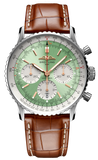 Buy Shop Breitling Navitimer B01 Chronograph 41 Green Dial Brown Leather Strap Watch for Men - AB0139211L1P1 USA Online