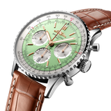 Buy Shop Breitling Navitimer B01 Chronograph 41 Green Dial Brown Leather Strap Watch for Men - AB0139211L1P1 USA Online