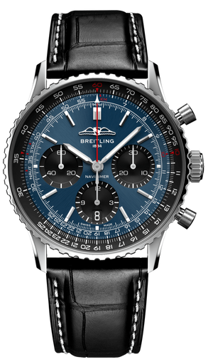 Buy Shop Breitling Navitimer B01 Chronograph 41 Blue Dial Black Leather Strap Watch for Men - AB0139241C1P1 USA Online