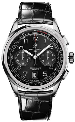 Buy Shop Breitling Premier B01 Chronograph 42 Black Dial Black Leather Strap Watch for Men - AB0145221B1P1 USA Online