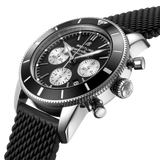 Buy Shop Breitling Superocean Heritage B01 Chronograph 44 Black Dial Black Mesh Bracelet Watch for Men - AB0162121B1S1 USA Online
