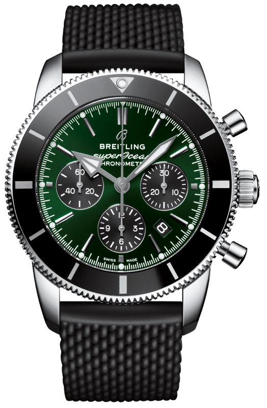 Buy Shop Breitling Superocean Heritage B01 Chronograph 44 Limited Edition Green Dial Black Mesh Bracelet Watch for Men - AB01621A1L1S1 USA Online
