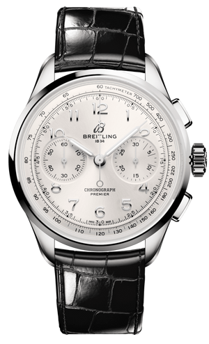 Buy Shop Breitling Premier B09 Chronograph 40 White Dial Black Leather Strap Watch for Men - AB0930371G1P1 USA Online