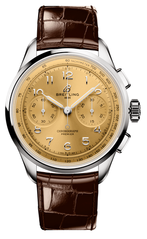 Buy Shop Breitling Premier B09 Chronograph 40 Beige Dial Brown Leather Strap Watch for Men - AB0930F51H1P1 USA Online