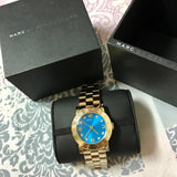 Buy Shop Marc Jacobs Amy Blue Dial Gold Steel Strap Watch for Women - MBM3303 USA Online