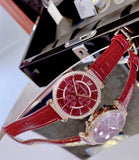 Buy Shop Swarovski Passage Chrono Red Dial Red Leather Strap Watch for Women - 5580345 USA Online