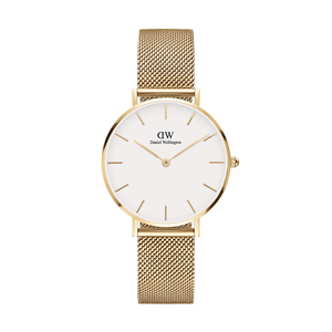 Buy Shop Daniel Wellington Classic Petite Evergold White Dial Gold Mesh Bracelet Watch For Women - DW00100350 USA Online