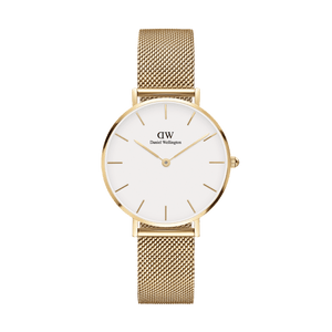 Buy Shop Daniel Wellington Classic Petite Evergold White Dial Gold Mesh Bracelet Watch For Women - DW00100346 USA Online