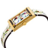 Buy Shop Gucci G-Frame Floral Mother of Pearl Dial White Leather Strap Watch For Women - YA147407 USA Online