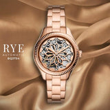 Buy Shop Fossil Rye Automatic Skeleton Rose Gold Dial Rose Gold Steel Strap Watch for Women - BQ3754 USA Online
