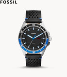Buy Shop Fossil Sport 54 Day Date Black Dial Black Leather Strap Watch for Men - FS5321 USA Online