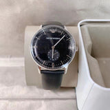 Buy Shop Emporio Armani Gianni Quartz Black Dial Black Leather Strap Watch For Men - AR0382 USA Online