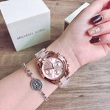 Buy Shop Michael Kors Bradshaw Rose Gold Dial Two Tone Steel Strap Watch for Women - MK6066 USA Online