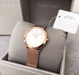 Buy Shop Calvin Klein Minimal White Dial Rose Gold Mesh Bracelet Watch for Women - K3M22626 USA Online