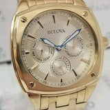 Bulova Multifunction White Dial Gold Steel Strap Watch for Men - 97C105