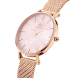 Buy Shop Daniel Wellington Petite Melrose Mother of Pearl Pink Dial Pink Mesh Strap Watch For Women - DW00100513 USA Online