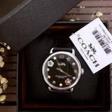 Buy Shop Coach Delancey Black Dial Black Leather Strap Watch for Women - 14502780 USA Online