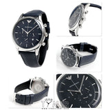 Buy Shop Emporio Armani Lambda Chronograph Blue Dial Blue Leather Strap Watch For Men - AR11018 USA Online