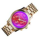 Buy Shop Michael Kors Runway Iridescent Pink Dial Gold Steel Strap Watch for Women - MK5939 USA Online