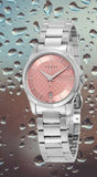 Gucci G Timeless Pink Dial Silver Steel Strap Watch For Women - YA126524