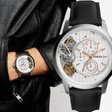 Buy Shop Fossil Townsman Twist Multifunction White Dial Black Leather Strap Watch for Men - ME1164 USA Online