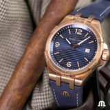 Maurice Lacroix Aikon Date Limited Edition Blue Dial Blue Leather Strap Watch For Men - AI1028-BRZ01-420-1