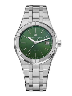 Buy Shop Maurice Lacroix Aikon Date Quartz Green Dial Silver Steel Strap Watch for Men - AI1108-SS002-630-1 USA Online