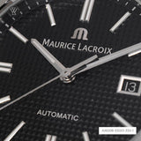 Maurice Lacroix Aikon Date Automatic Black Dial Black Leather Strap Watch For Men - AI6008-SS001-330-1