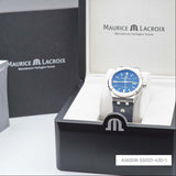 Maurice Lacroix Aikon Automatic Blue Dial Blue Leather Strap Watch For Men - AI6008-ss001-430-1