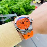 Maurice Lacroix Aikon Limited Edition Automatic Date Orange Dial Silver Steel Strap Watch For Men - AI6008-SS00F-530-1