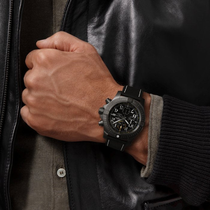 Buy Shop Breitling Avenger Chronograph 45mm Night Mission Black Dial Black Nylon Strap Watch for Men - V13317101B1X1 USA Online