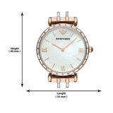 Buy Shop Emporio Armani Gianni T-Bar Mother of Pearl Dial Black Leather Strap Watch For Women - AR11295 USA Online