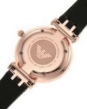 Buy Shop Emporio Armani Gianni T-Bar Mother of Pearl Dial Black Leather Strap Watch For Women - AR11295 USA Online
