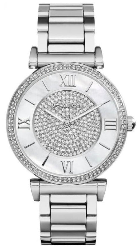 Buy Shop Michael Kors Catlin Silver Dial Silver Steel Strap Watch for Women - MK3355 USA Online