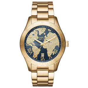 Buy Shop Michael Kors Layton Pave Blue Dial Gold Steel Strap Watch for Women - MK6243 USA Online