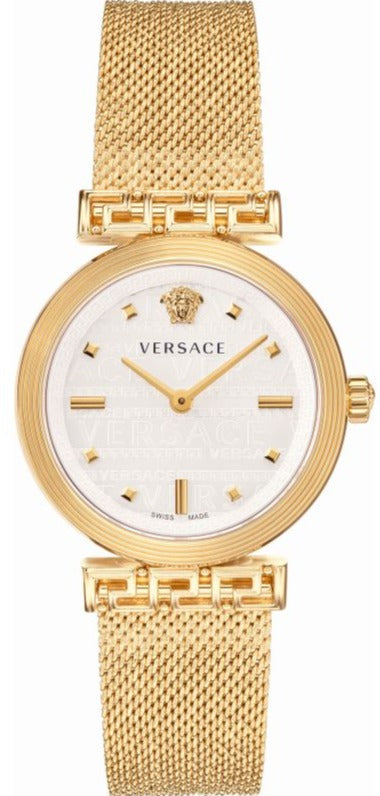 Buy Shop Versace Meander Greca White Dial Gold Mesh Bracelet Watch for Women - VELW00820 USA Online