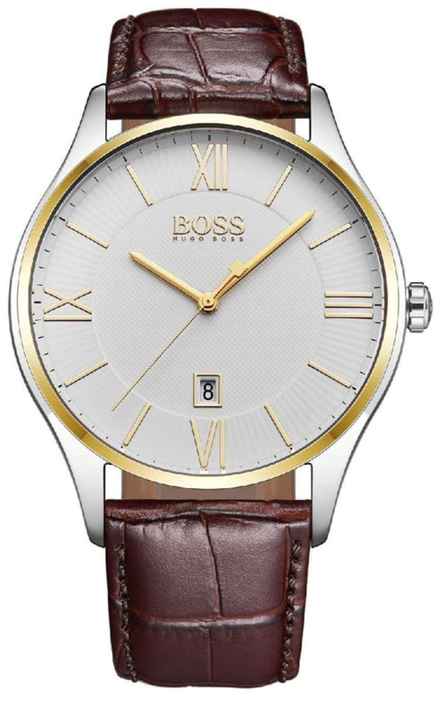 Buy Shop Hugo Boss Classic White Dial Brown Leather Strap Watch for Men - 1513486 USA Online