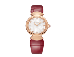 Buy Shop Bvlgari Divas Dream Diamonds Mother of Pearl Dial Red Leather Strap Watch for Women - DREAM102840 USA Online