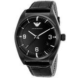 Buy Shop Emporio Armani Franco Black Dial Black Leather Strap Watch For Men - AR0368 USA Online