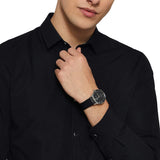 Buy Shop Emporio Armani Gianni Quartz Black Dial Black Leather Strap Watch For Men - AR0382 USA Online