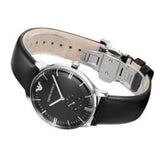 Buy Shop Emporio Armani Gianni Quartz Black Dial Black Leather Strap Watch For Men - AR0382 USA Online