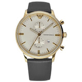 Buy Shop Emporio Armani Gianni Beige Dial Grey Leather Strap Watch For Men - AR0386 USA Online