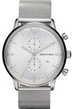 Buy Shop Emporio Armani Classic Chronograph Quartz Silver Dial Silver Mesh Bracelet Watch For Men - AR0390 USA Online