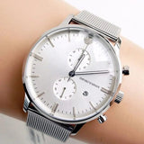 Buy Shop Emporio Armani Classic Chronograph Quartz Silver Dial Silver Mesh Bracelet Watch For Men - AR0390 USA Online