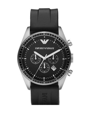 Buy Shop Emporio Armani Sportivo Chronograph Black Dial Black Rubber Strap Watch For Men - AR0527 USA Online