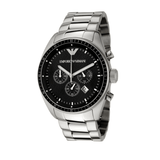 Buy Shop Emporio Armani Sportivo Chronograph Black Dial Silver Stainless Steel Watch For Men - AR0585 USA Online
