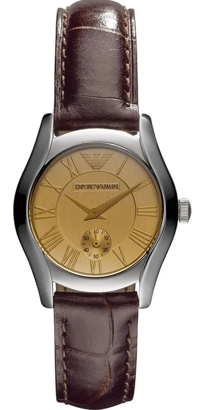 Buy Shop Emporio Armani Classic Quartz Beige Dial Brown Leather Strap Watch For Men - AR0646 USA Online