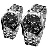 Buy Shop Emporio Armani Velente Chronograph Black Dial Silver Steel Strap Watch For Women - AR0674 USA Online